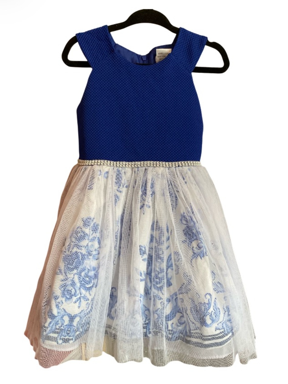 Sweet Heart Rose Royal Blue & Ivory Floral Tulle Party Dress Size 4T